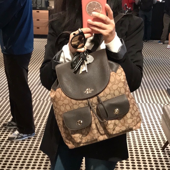 NWT Authentic Coach Double Pocket Sign Backpack - Picture 4 of 8